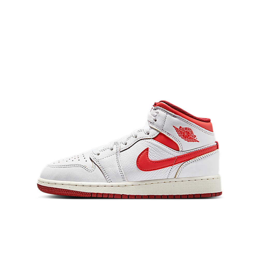 Nike Air Jordan 1 Mid SE GS White Dune Red-Air Jordan-pikastore.cz