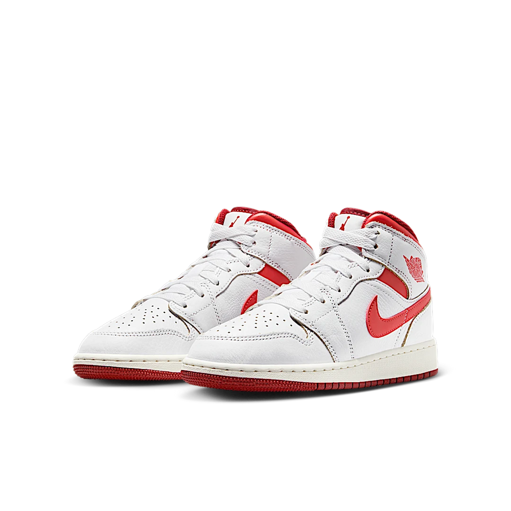Nike Air Jordan 1 Mid SE GS White Dune Red-Air Jordan-pikastore.cz