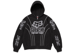 Supreme Fox Racing Zip Up Hooded Sweatshirt Black