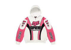 Supreme Fox Racing Zip Up Hooded Sweatshirt White