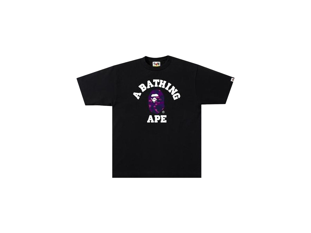 A Bathing Ape Men Black Color Camo College Tee-Bape-pikastore.cz