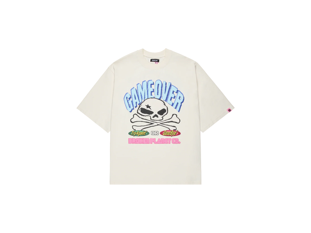 Broken Planet Game Over White Tee-Broken Planet-pikastore.cz