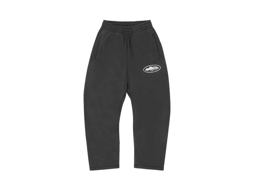 Corteiz Island Puff Print Open Hem Sweatpant Black-Corteiz-pikastore.cz