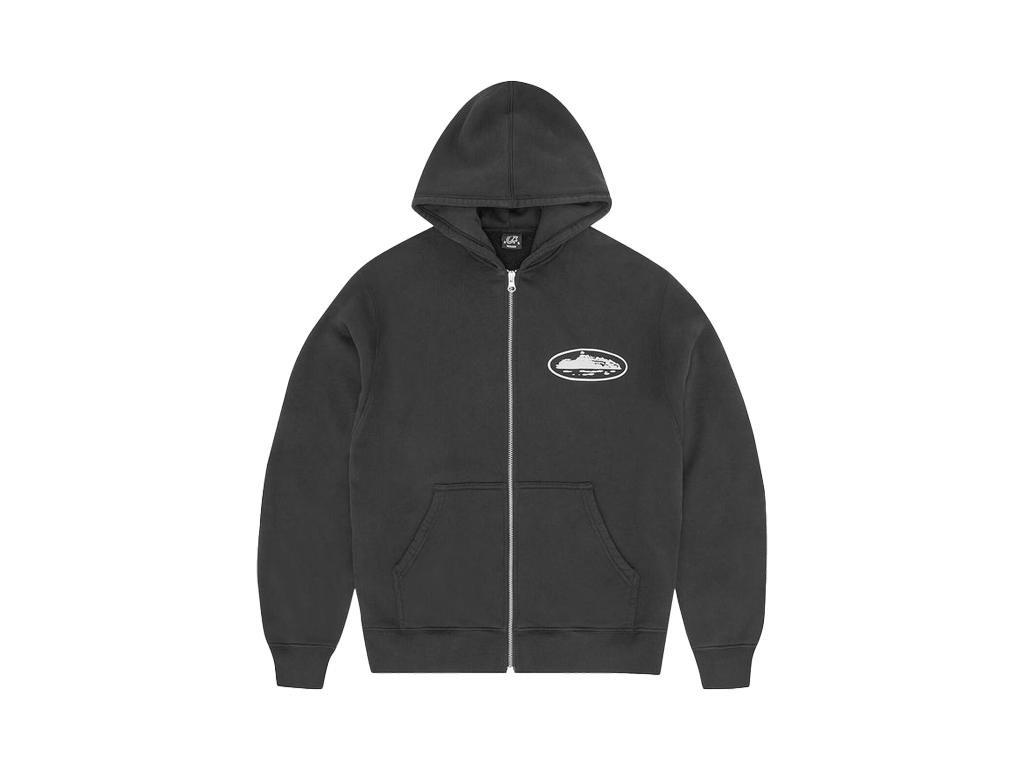 Corteiz Island Puff Print Zip Hoodie Black-Corteiz-pikastore.cz