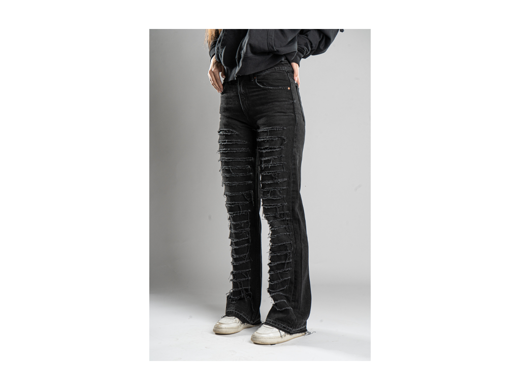 Custom WMNS Distressed Black Jeans-Kalhoty-Custompantsprg-pikastore.cz