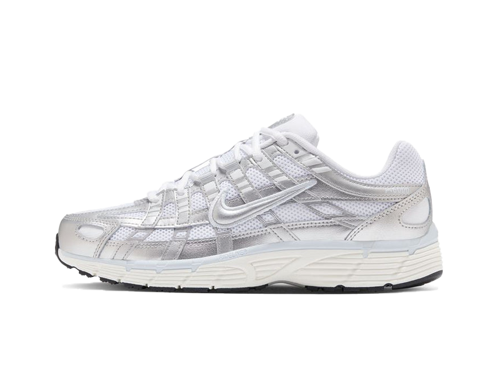 Nike P-6000 White Blue Tint Sail Metallic Silver (Womens)-Nike-pikastore.cz