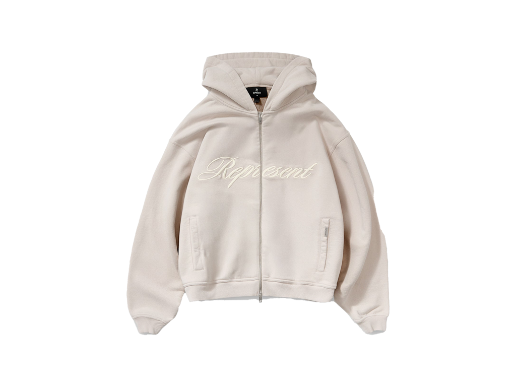 Represent Script Logo Zip Hoodie Concrete-Represent-pikastore.cz