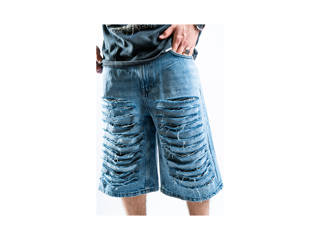 Custom Blue Distressed Shorts-Kalhoty-Custompantsprg-pikastore.cz