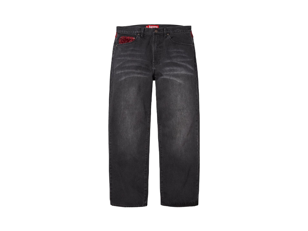 Supreme Leopard Faux Fur Loose Fit Jean Washed Black