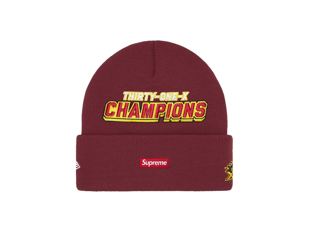 Supreme New Era Football Beanie Red