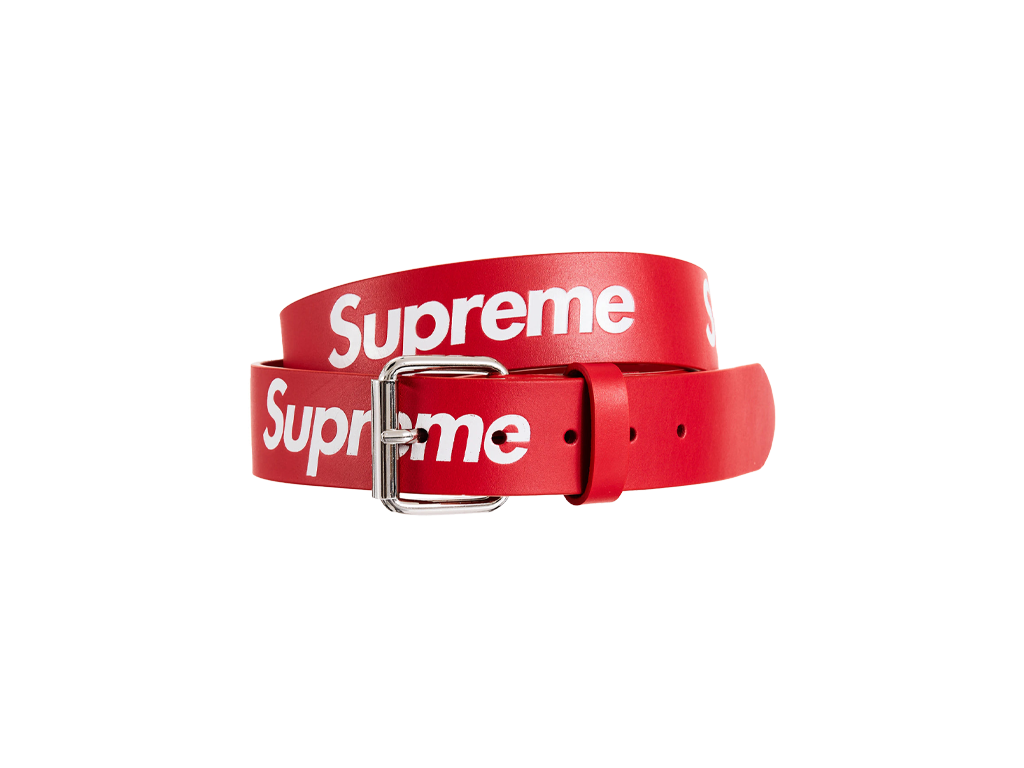 Supreme Repeat Leather Belt Red-Supreme-pikastore.cz