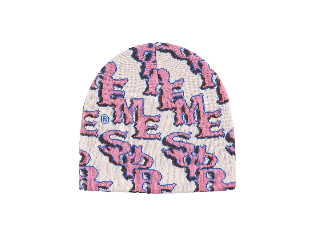 Supreme Slanted Gothic Outline Beanie White Pink