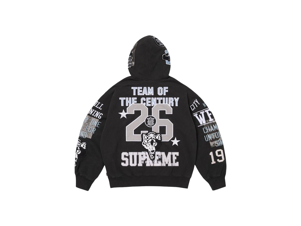 Supreme Warriors Applique Zip Up Hooded Sweatshirt black-Supreme-pikastore.cz