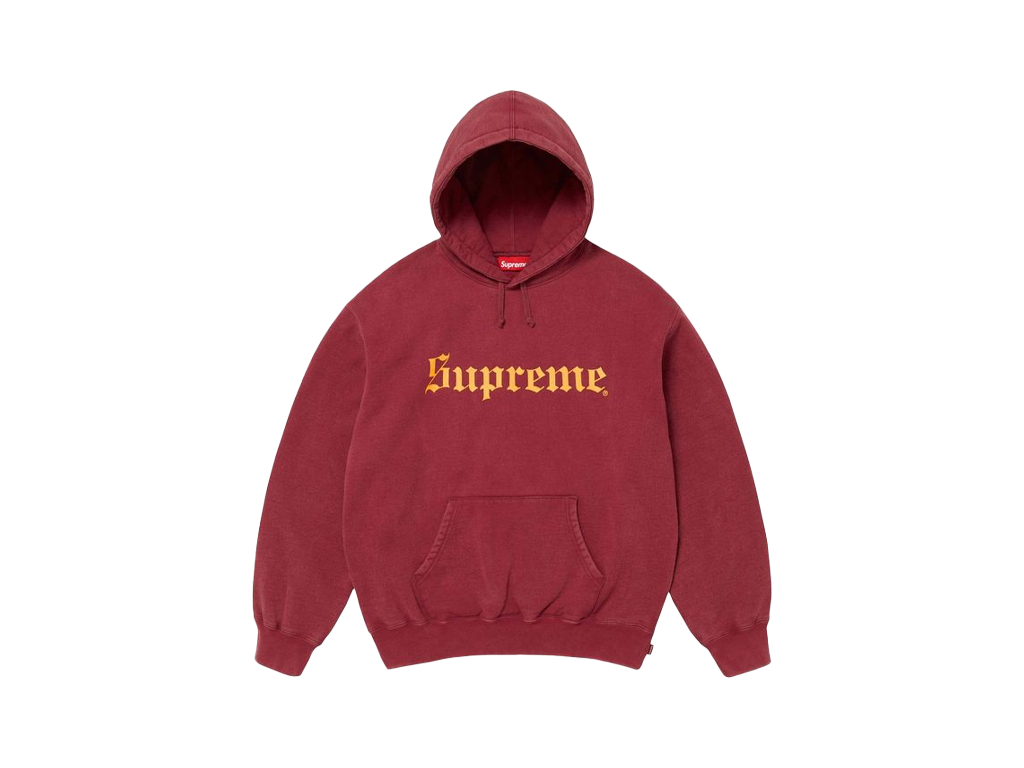 Supreme Washed Old English Hooded Sweatshirt Cardinal-Supreme-pikastore.cz