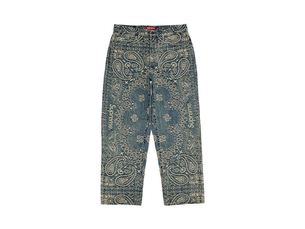 パンツ Supreme Bandana Jacquard Baggy Jean Blue Supreme Bandana Jacquard Baggy Jean Blue