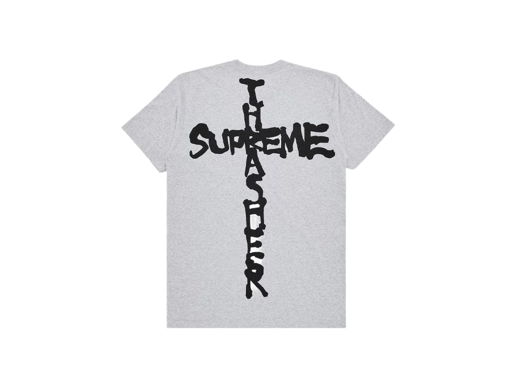 Supreme Thrasher Cross Tee Ash Grey-Supreme-pikastore.cz