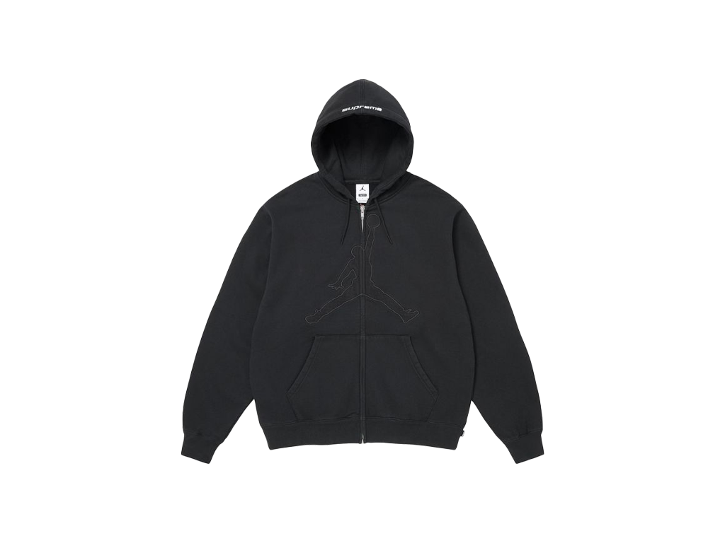 Supreme x Jordan Zip Up Hooded Sweatshirt Black