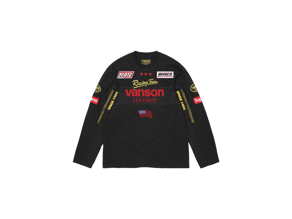Supreme x Vanson Leathers Long-Sleeve Top Black-Supreme-pikastore.cz