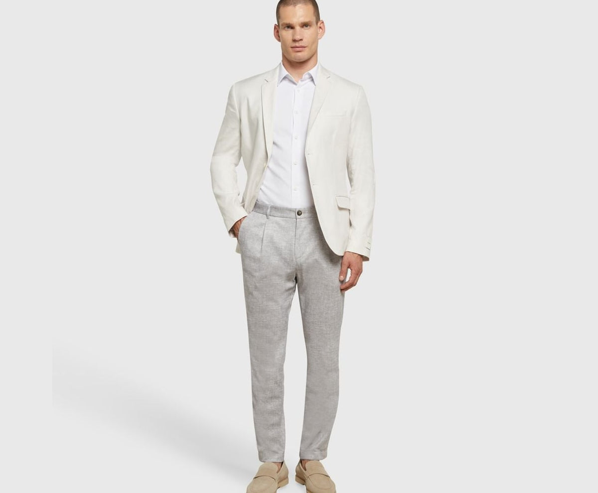 Calvin Klein Linen-blend suit jacket Ecru – giacca – foto 5 di 6