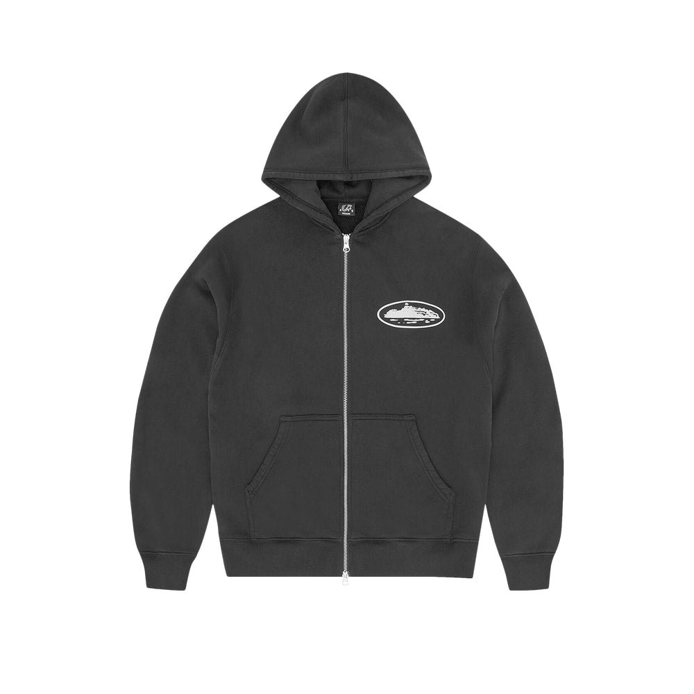 Corteiz Island Puff Print Zip Hoodie Black