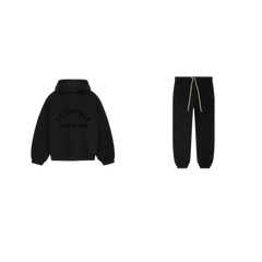 pikastore.cz - Fear of God Essentials S23 Hoodie Jet Black + S23 Black Sweatpants SET