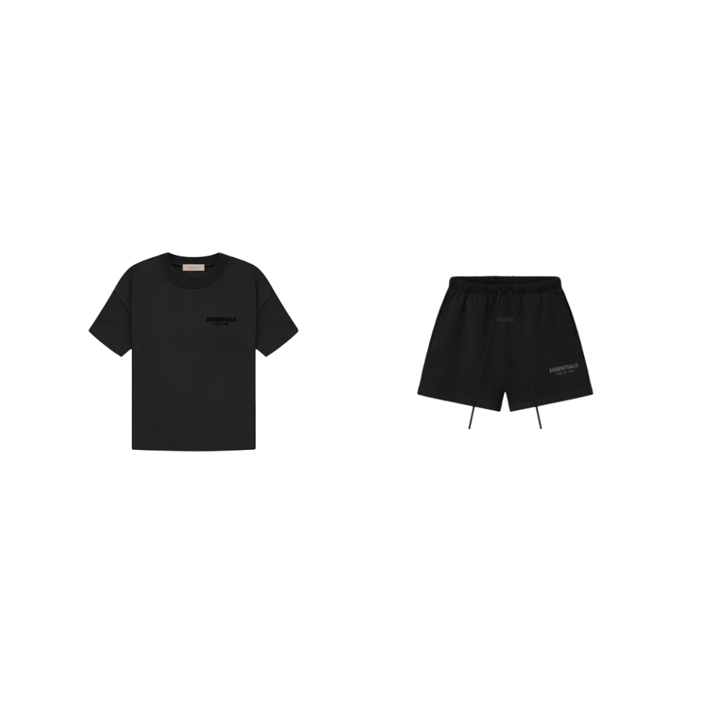 pikastore.cz - Fear of God Essentials S22 T-Shirt Black + S25 Shorts Glossy Jet Black SET-Bundle-pikastore.cz-pikastore.cz