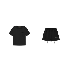 pikastore.cz - Fear of God Essentials S22 T-Shirt Black + S25 Shorts Glossy Jet Black SET