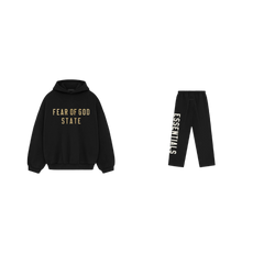 pikastore.cz - Fear of God Essentials Fleece S24 Hoodie Black + S24 Relaxed Sweatpants Black SET