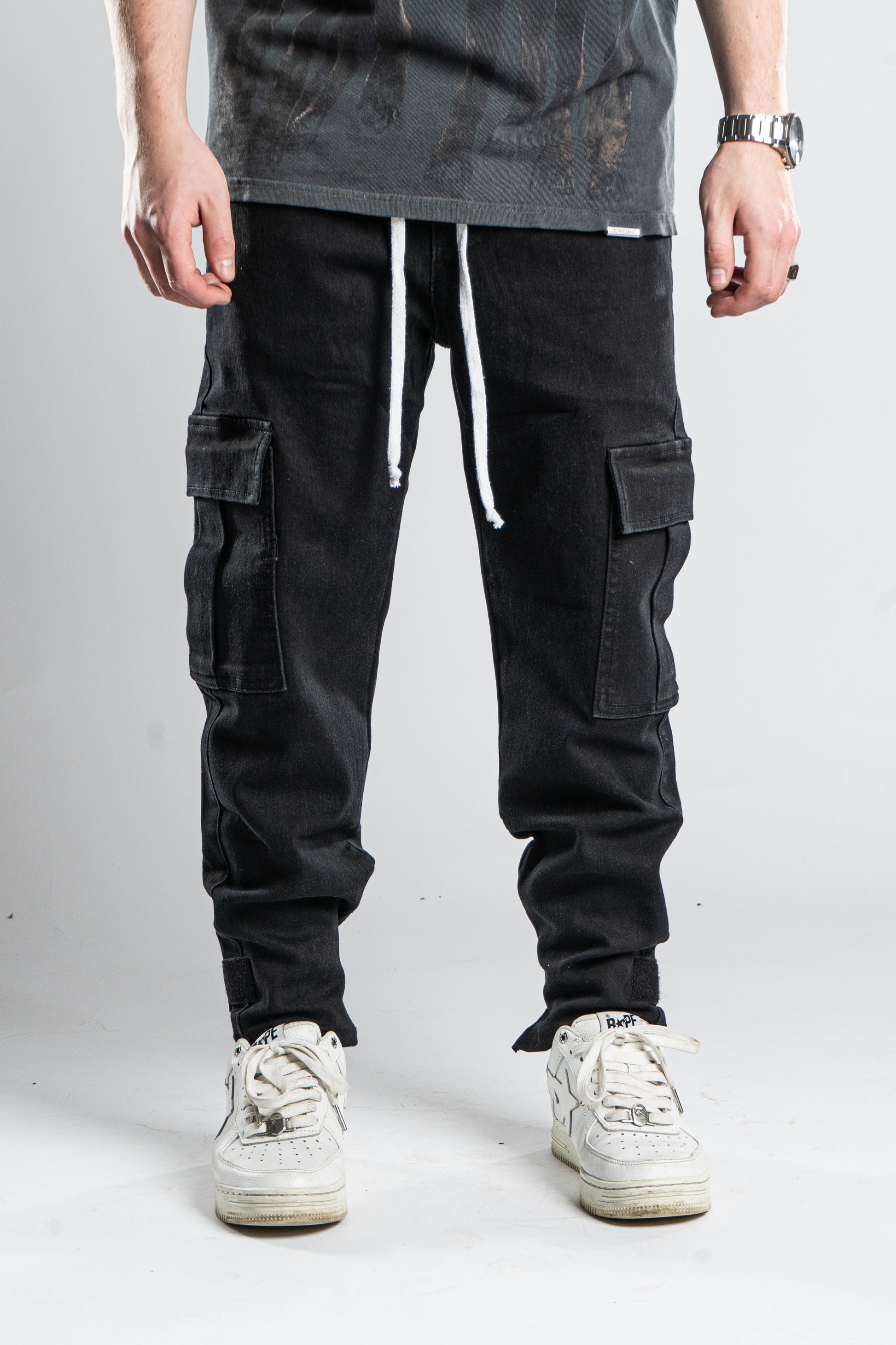 Custom Cargo Pants Black Jeans-Kalhoty-Custompantsprg-pikastore.cz
