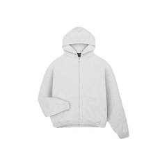 Represent Initial Boxy Zip Through Hoodie Ice Grey Marl