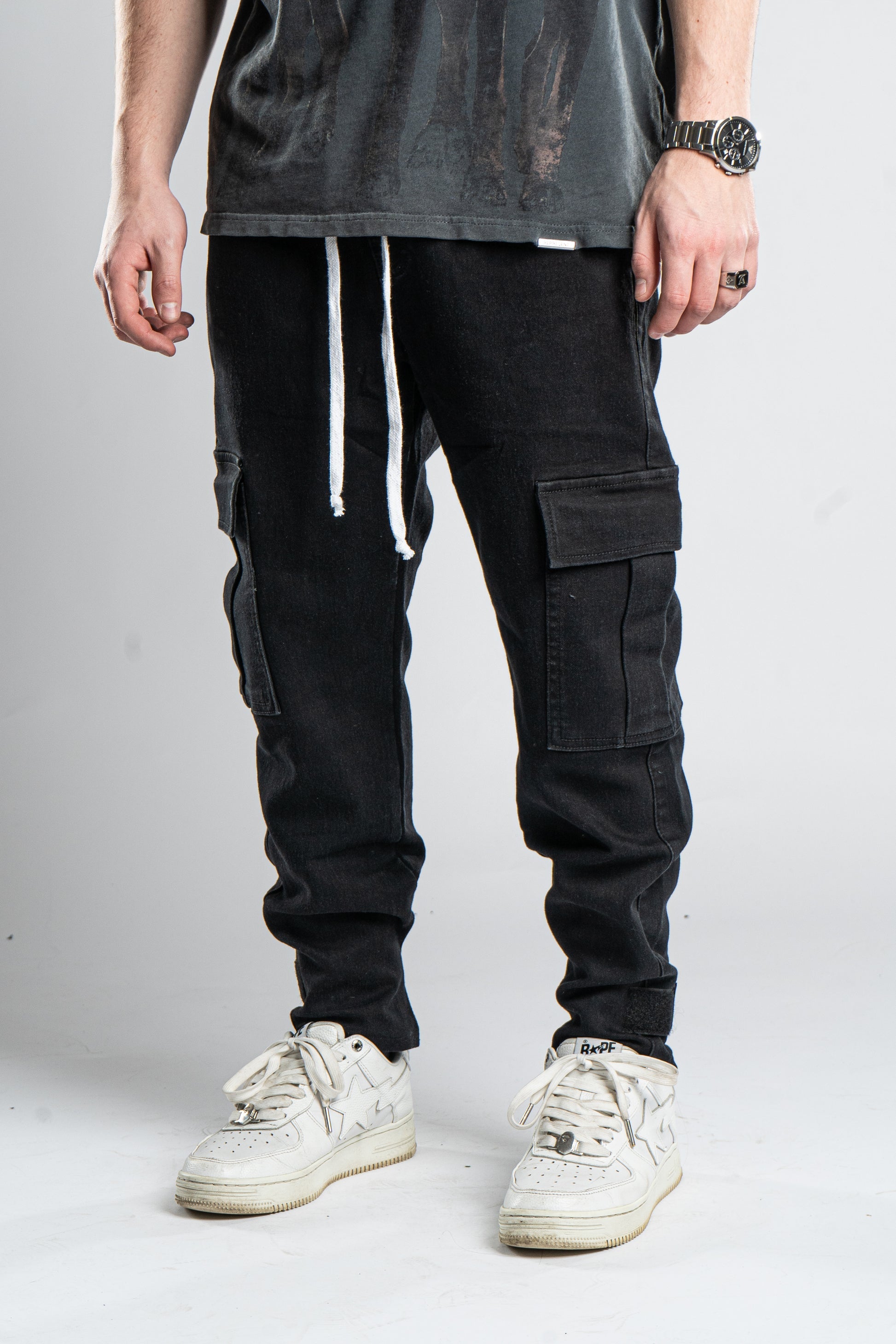 Custom Cargo Pants Black Jeans-Kalhoty-Custompantsprg-pikastore.cz