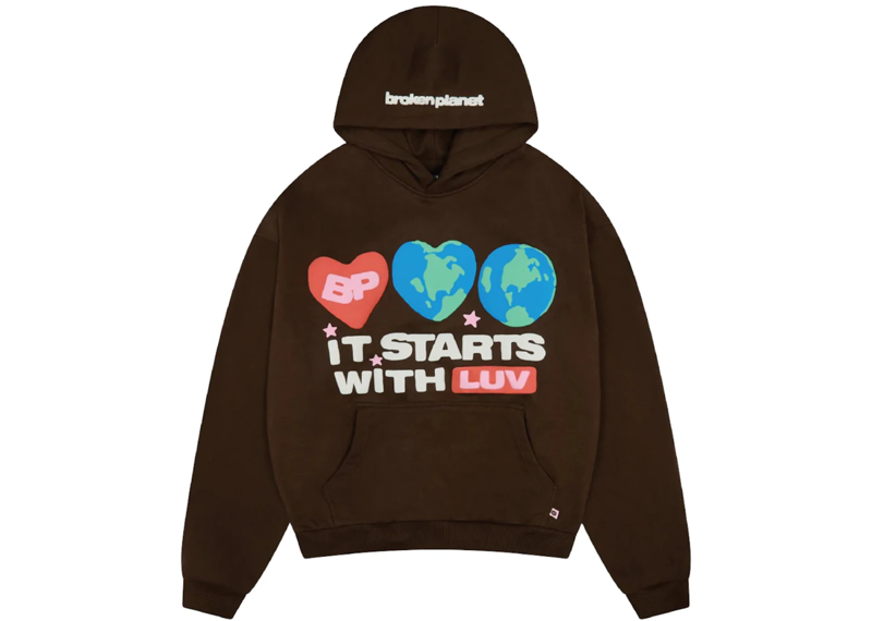 Broken Planet It Starts With Luv Hoodie Mocha Brown-Broken Planet-pikastore.cz