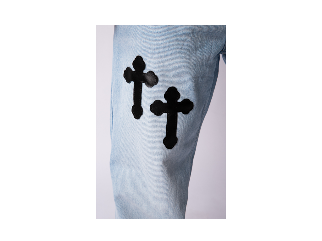 Custom Bleached Cross Jeans