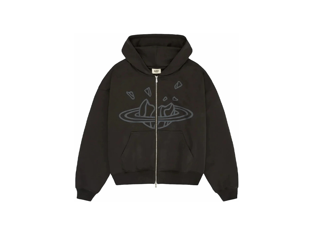 Broken Planet Zip Up Hoodie Soot Black