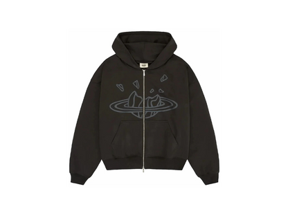 Broken Planet Zip Up Hoodie Soot Black