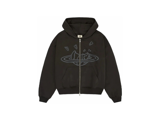 Broken Planet Zip Up Hoodie Soot Black