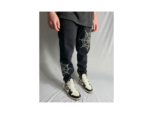 Rhinestone Web Jeans