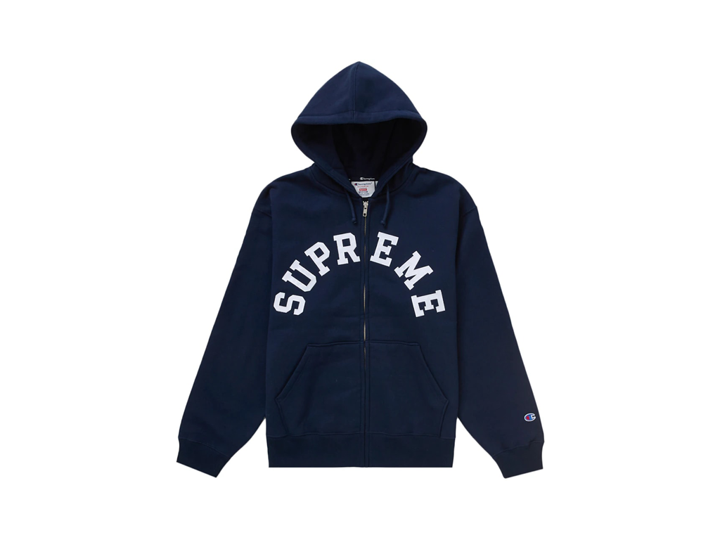 Supreme Champion Zip Up Hooded Sweatshirt Navy