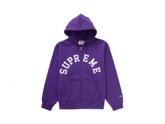 Supreme Champion Zip Up Hooded Sweatshirt Purple