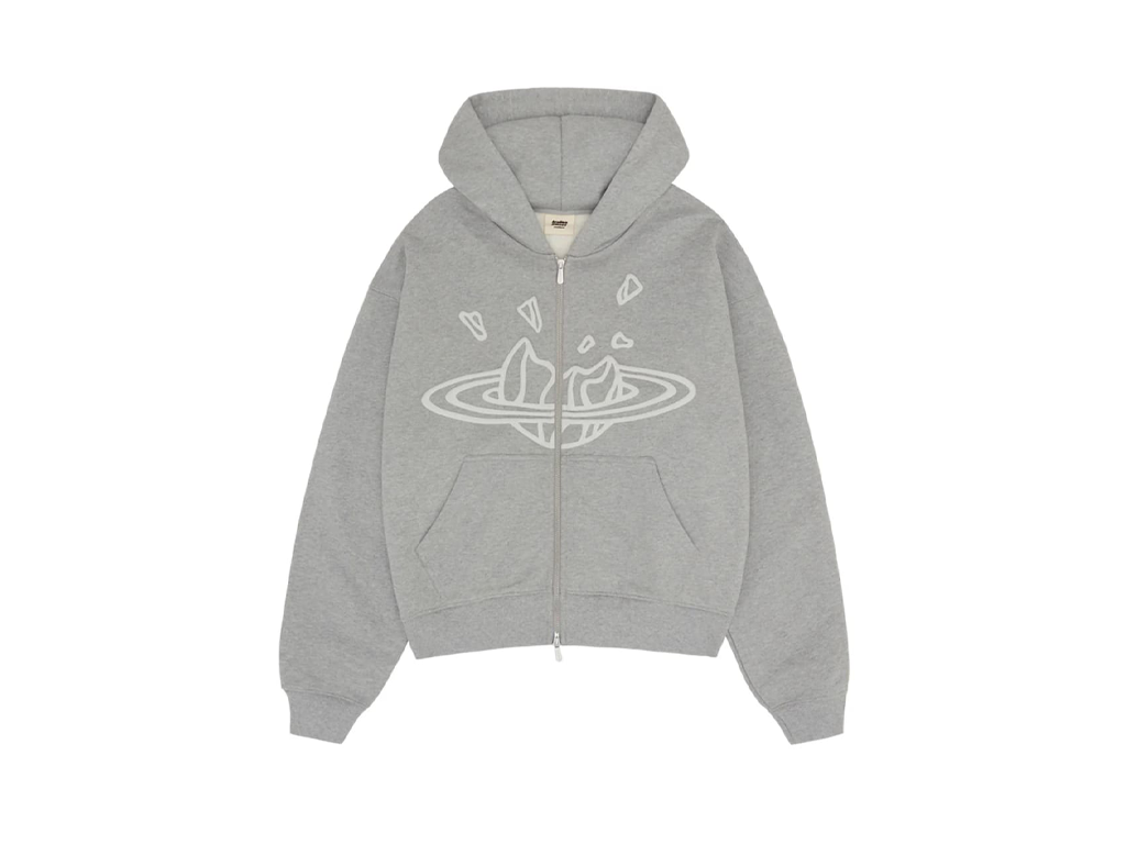 Broken Planet Zip Up Hoodie Heather Grey