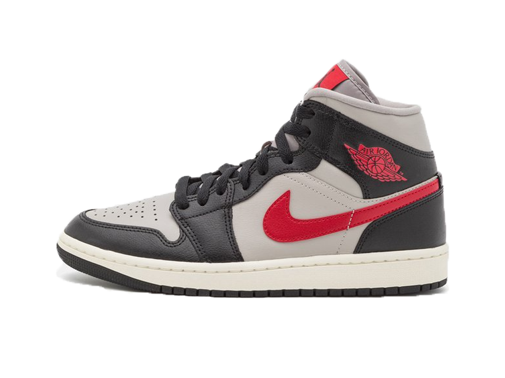Nike Jordan 1 Mid Black College Grey Gym Red (Women's)-sneakers-Air Jordan-pikastore.cz