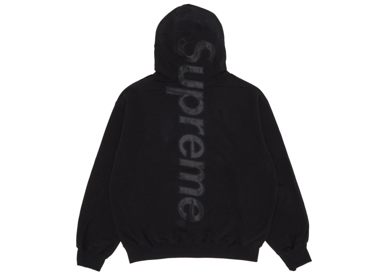Supreme Satin Applique Hooded Sweatshirt (FW25) Black