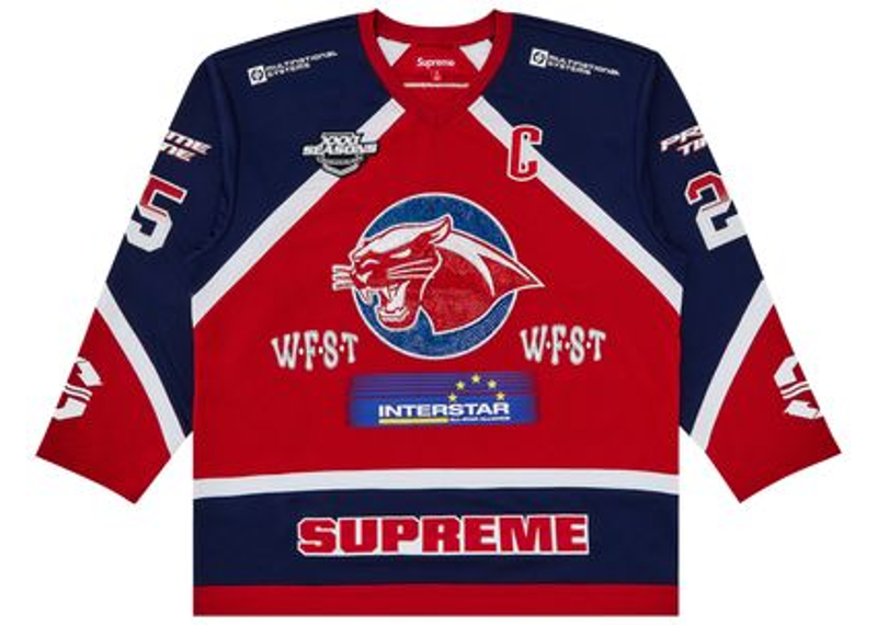 Supreme Rhinestone Hockey Jersey Red-Supreme-pikastore.cz