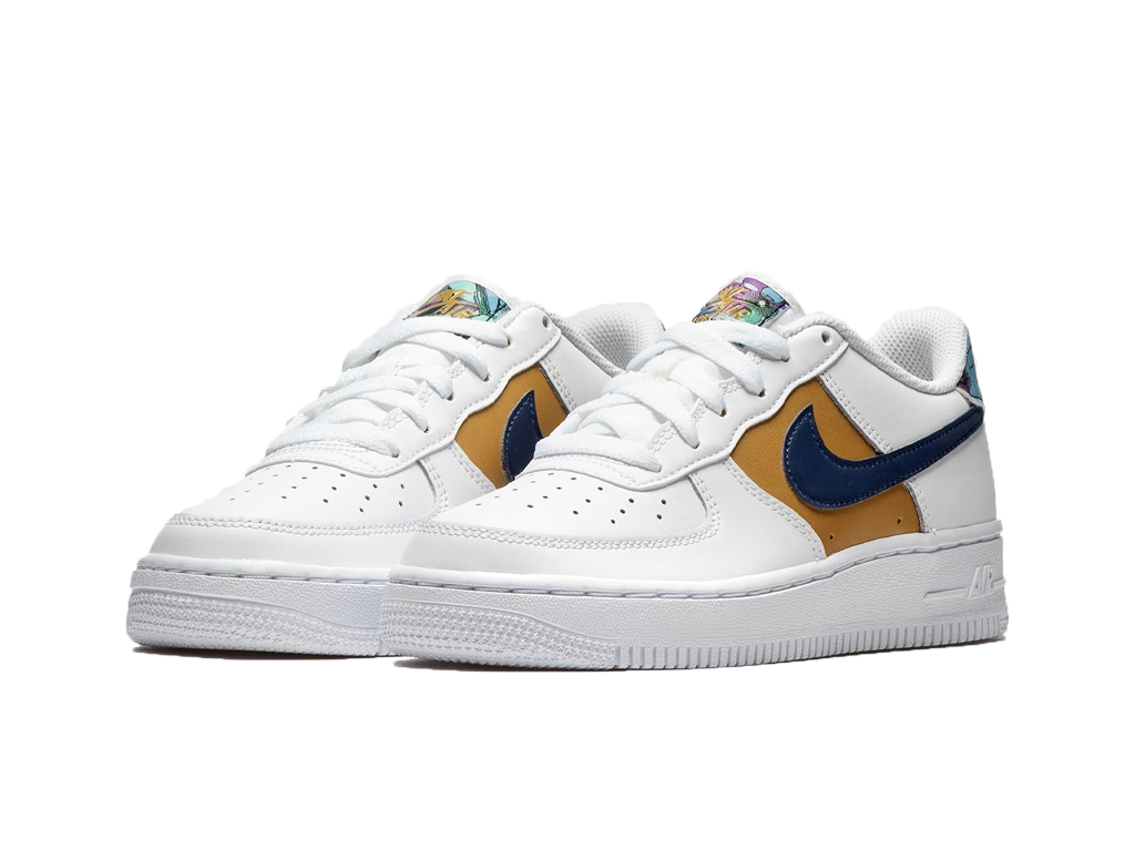 Nike Air Force 1 Low '07 LV8 White Blue Void Metallic Gold (GS)