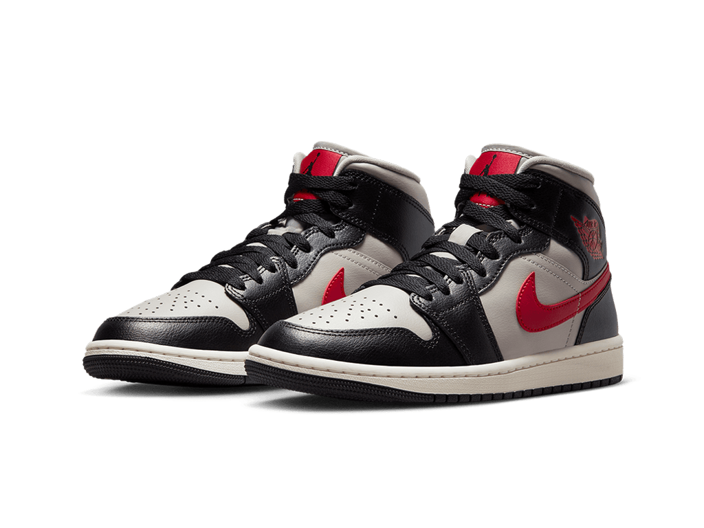 Nike Jordan 1 Mid Black College Grey Gym Red (Women's)