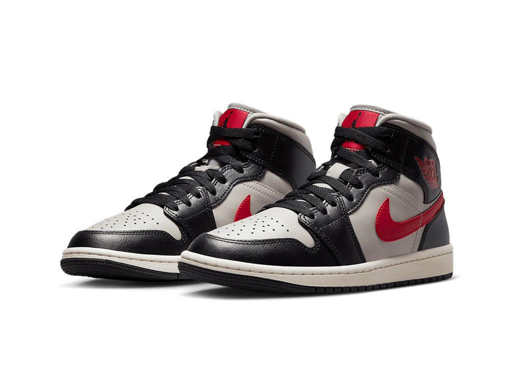 Nike Jordan 1 Mid Black College Grey Gym Red (Women's)-sneakers-Air Jordan-pikastore.cz