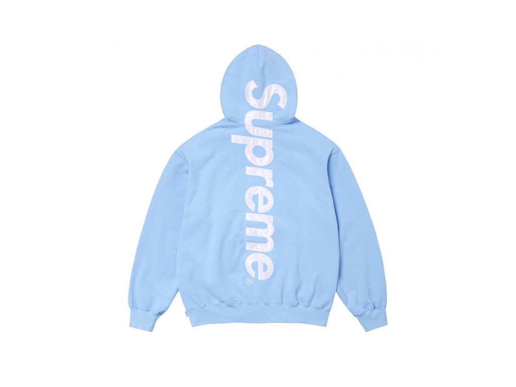 Supreme Satin Applique Hooded Sweatshirt (FW24) Light Blue