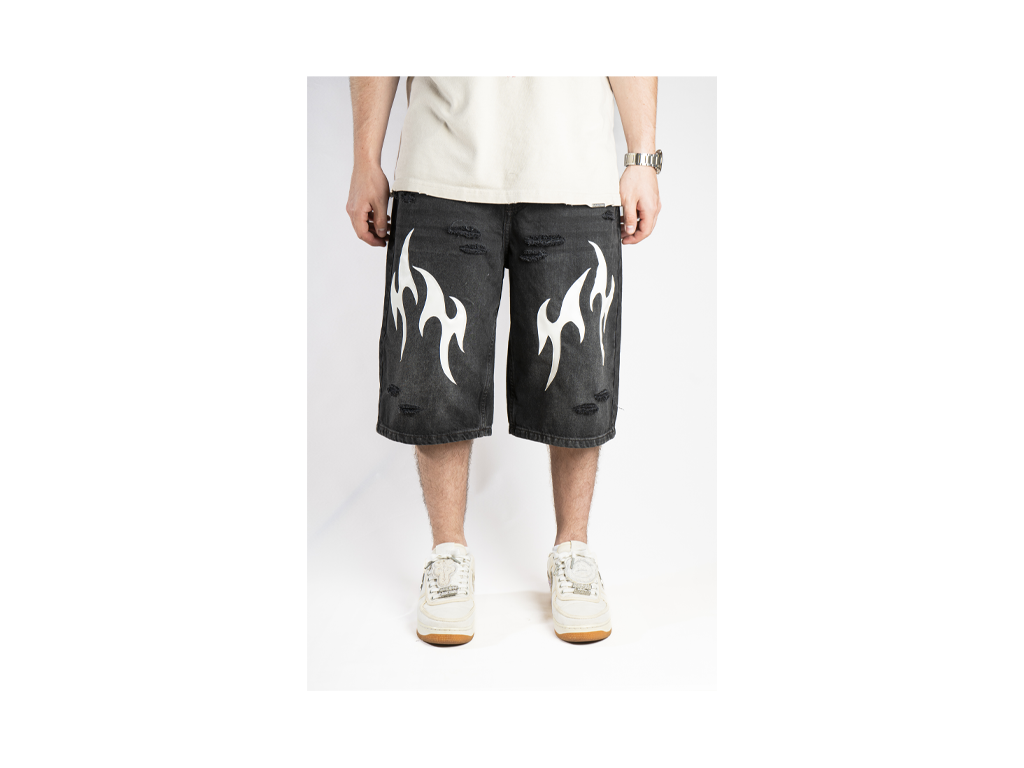 Custom Leather Tribal Shorts Black-Kalhoty-Custompantsprg-pikastore.cz
