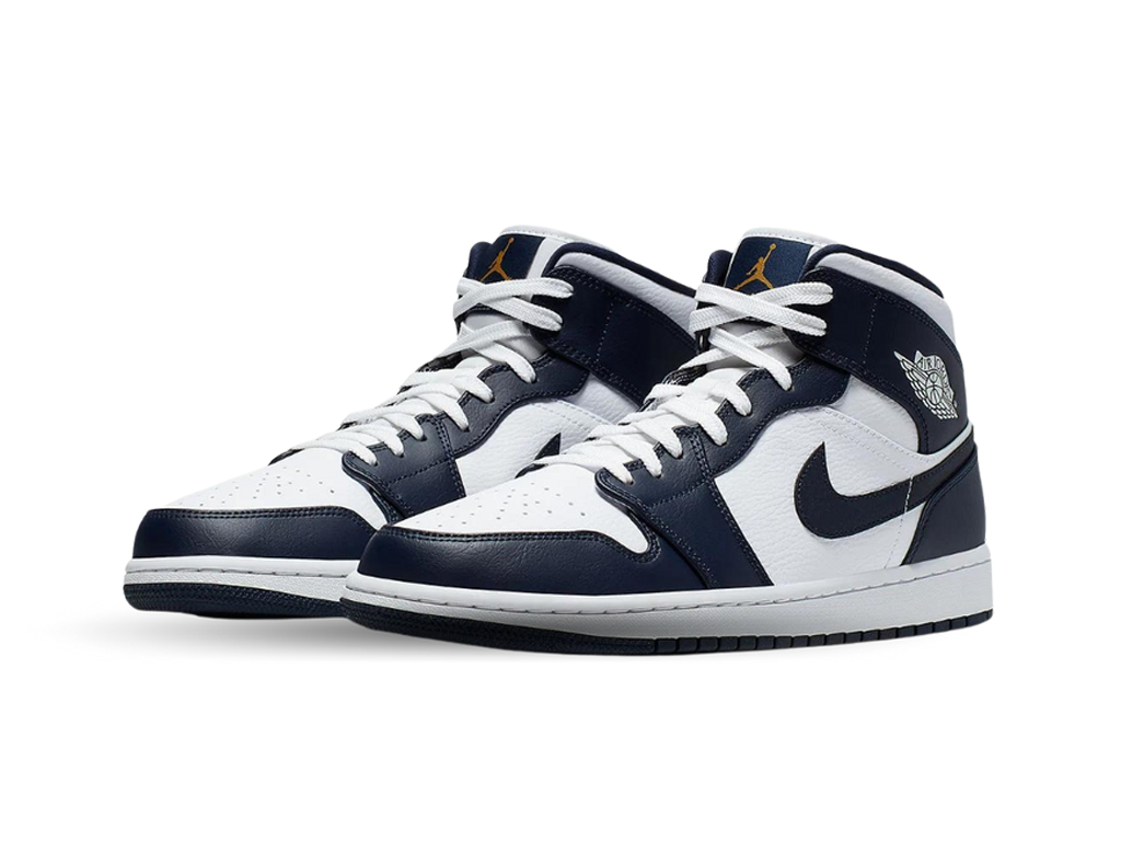 Nike Jordan 1 Mid White Metallic Gold Obsidian