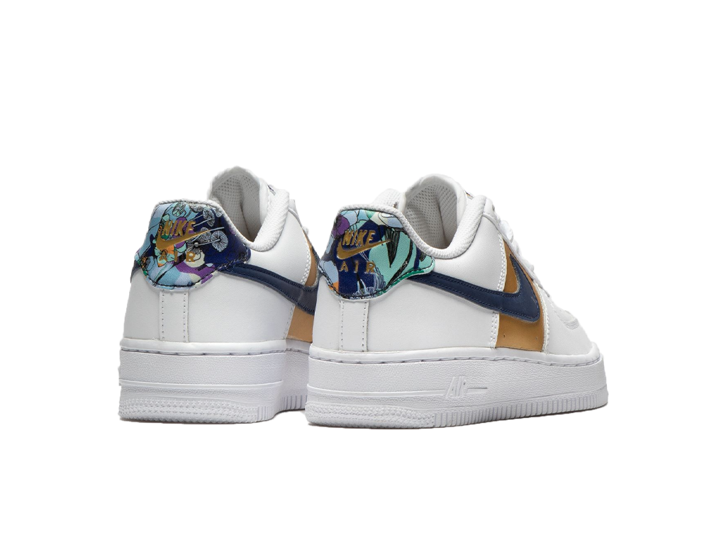 Nike Air Force 1 Low '07 LV8 White Blue Void Metallic Gold (GS)